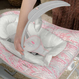 Keep Cozy Baby Bouncer 3-in-1 infant to toddler rocker seat with plush bunny toy and soothing vibrations in pink design