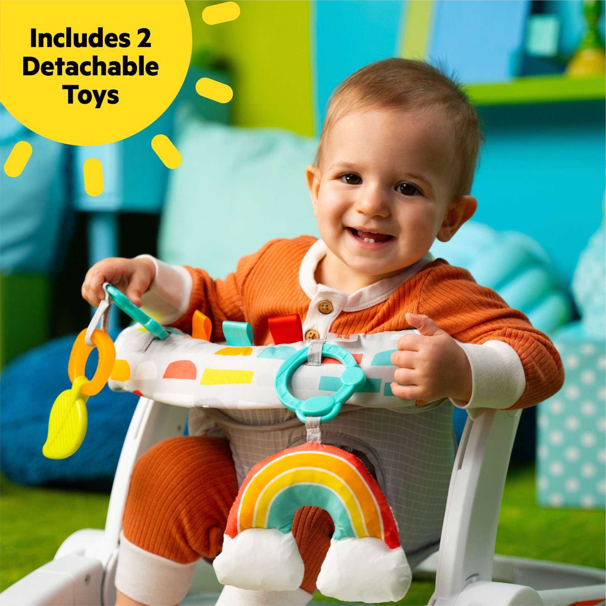 Bright Starts Learn-to-Sit 2-position floor seat with rainbow toys