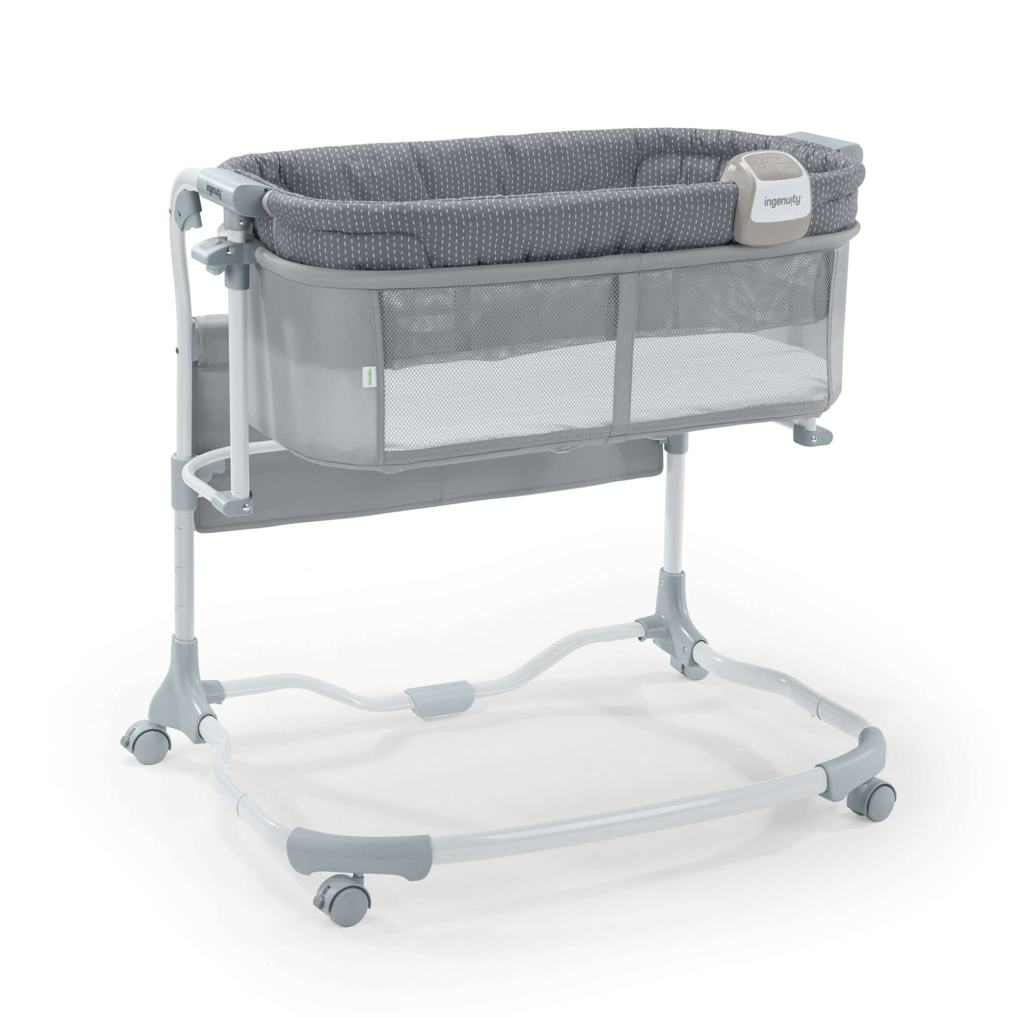 Ingenuity Dream and Grow Bedside Bassinet with breathable mesh sides and adjustable height for newborns to 12 months