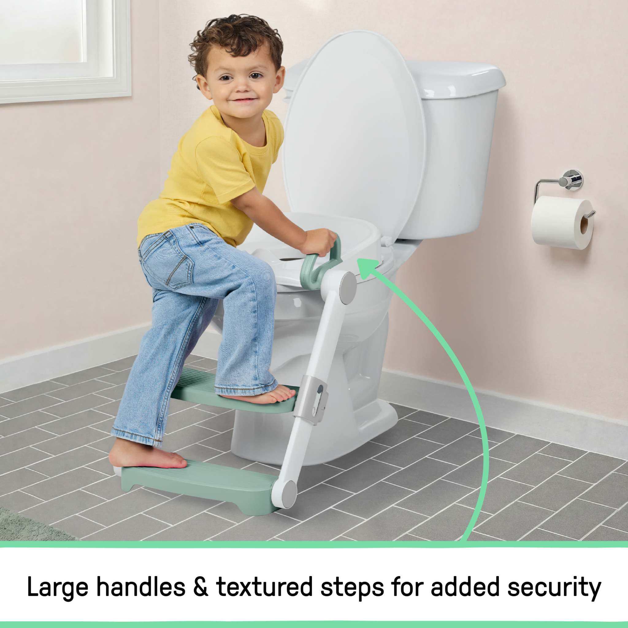 Ingenuity Foldaway Ladder Potty adjustable height toilet trainer with handles folding flat for compact storage