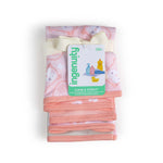 Clean & Cuddly 6-Pack terry washcloth set with pink owl and floral prints for baby bath time