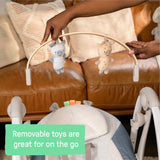 Ingenuity Swing ‘n Go portable baby swing in chambray with removable toy bar and plush seat