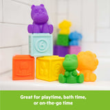 Bright Starts Cubes & Cuties 18-piece multicolor baby bath and play set with tropical animals and stackable blocks