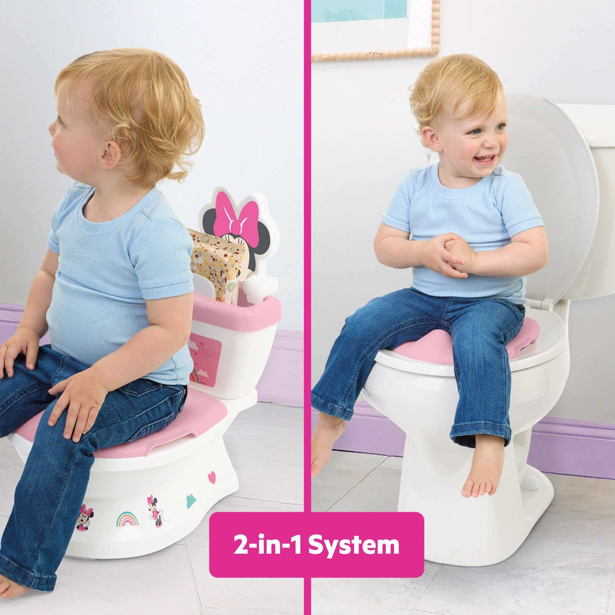 Minnie Mouse 2-in-1 toddler potty training seat with flushing sounds