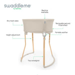 Right Height Adjustable Bassinet with 4 height levels, soothing vibration, light and sound in sand color