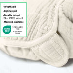 SwaddleMe by Ingenuity muslin baby swaddle in cream for 0-3 months with adjustable hook-and-loop closures
