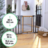 Ingenuity Thruway 60XW Series baby and pet safety gate with honey oak frame