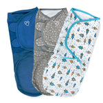 SwaddleMe by Ingenuity Original 100% cotton baby swaddle for 3-6 months with adjustable wings and secure hook-and-loop closures, 3-pack.