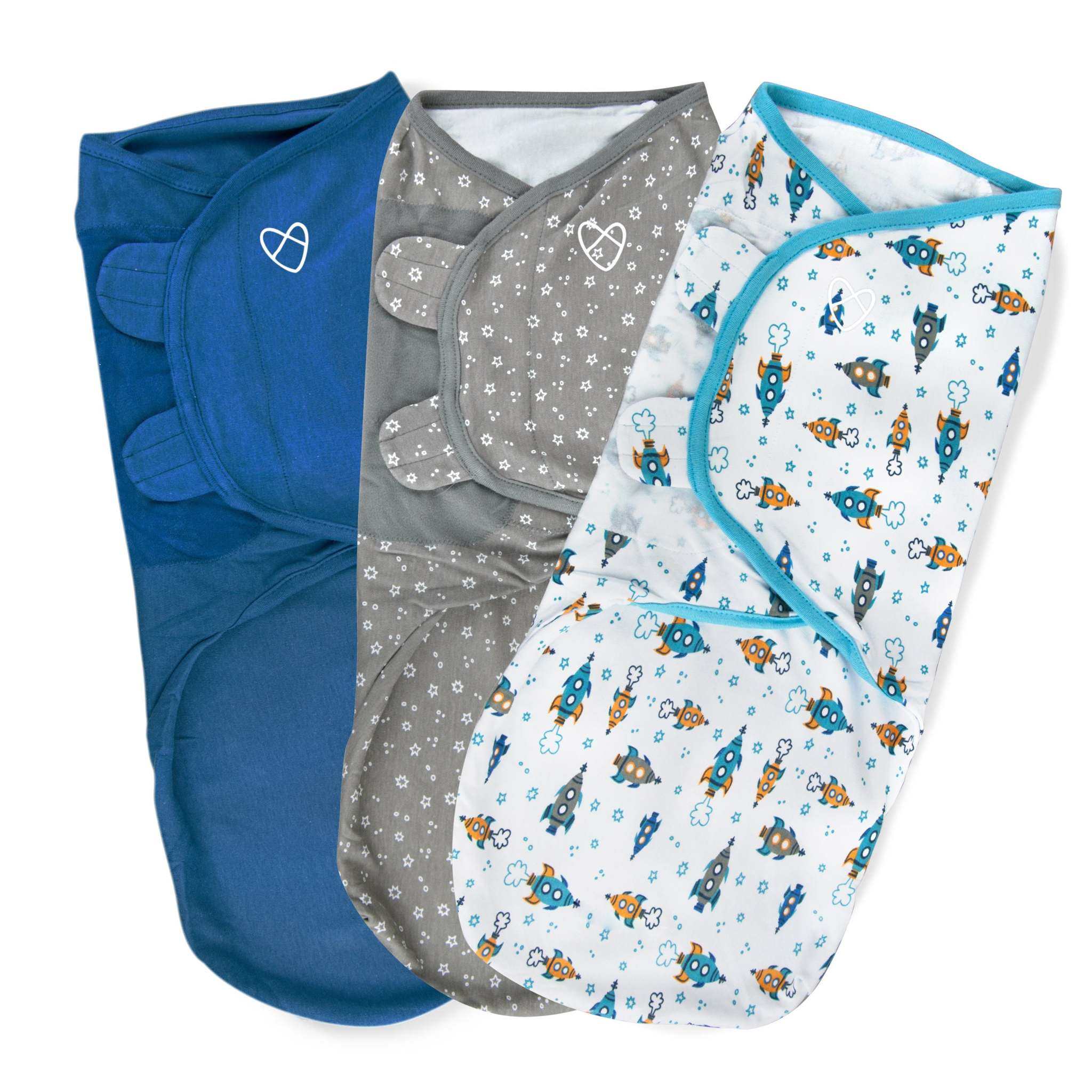 SwaddleMe by Ingenuity Original 100% cotton baby swaddle for 3-6 months with adjustable wings and secure hook-and-loop closures, 3-pack.