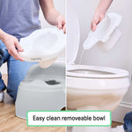 Ingenuity Full Comfort Potty with high back, seat handles, removable bowl, and splash guard for toddler potty training