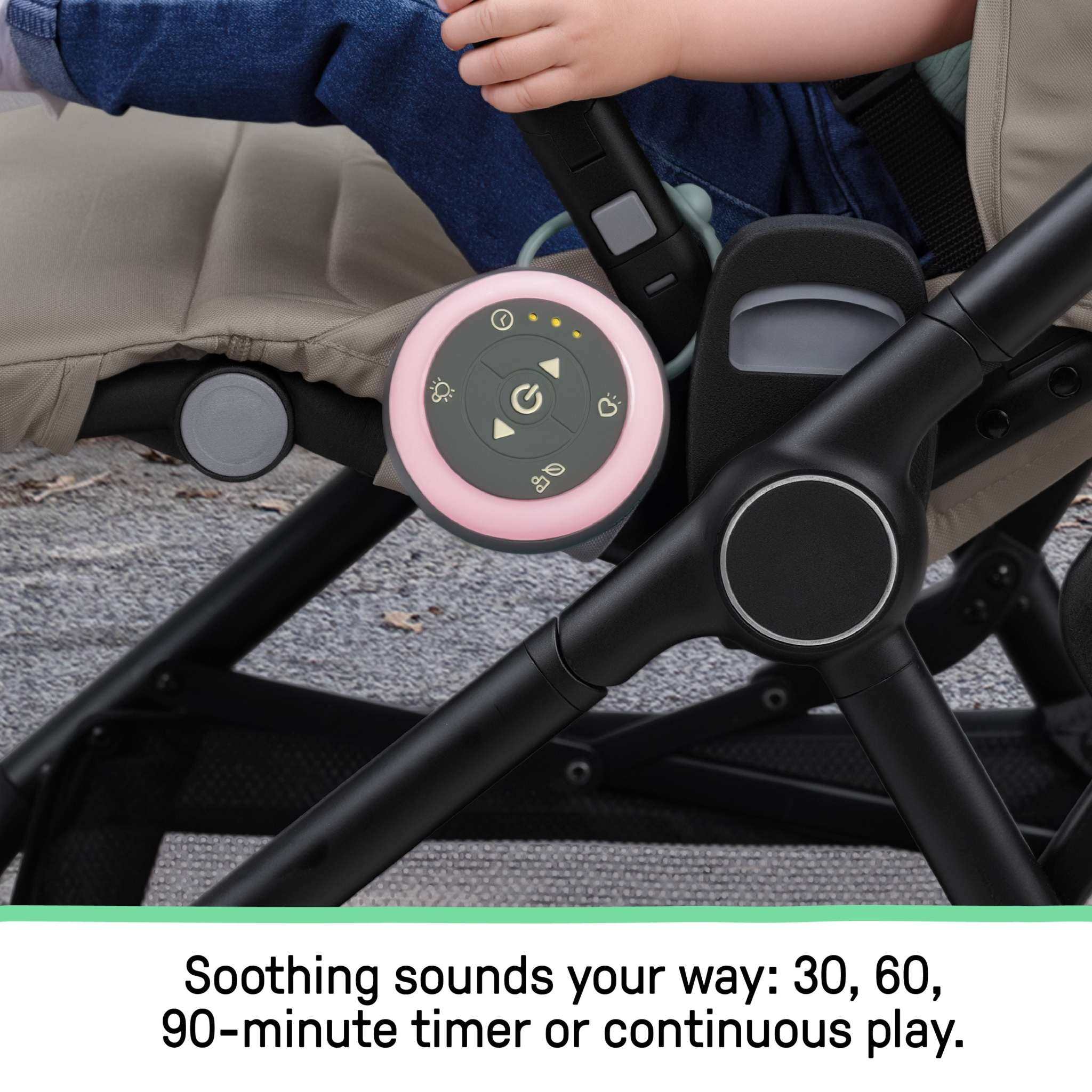 Ingenuity Serenity Glow portable baby sound machine with color-changing light ring and nature sounds for soothing sleep