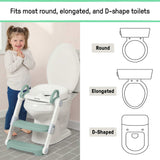 Ingenuity Foldaway Ladder Potty adjustable height toilet trainer with handles folded flat for compact storage on bathroom floor