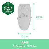 SwaddleMe by Ingenuity Original 100% cotton baby swaddle for 3-6 months with adjustable wings and secure hook-and-loop closures, 3-pack