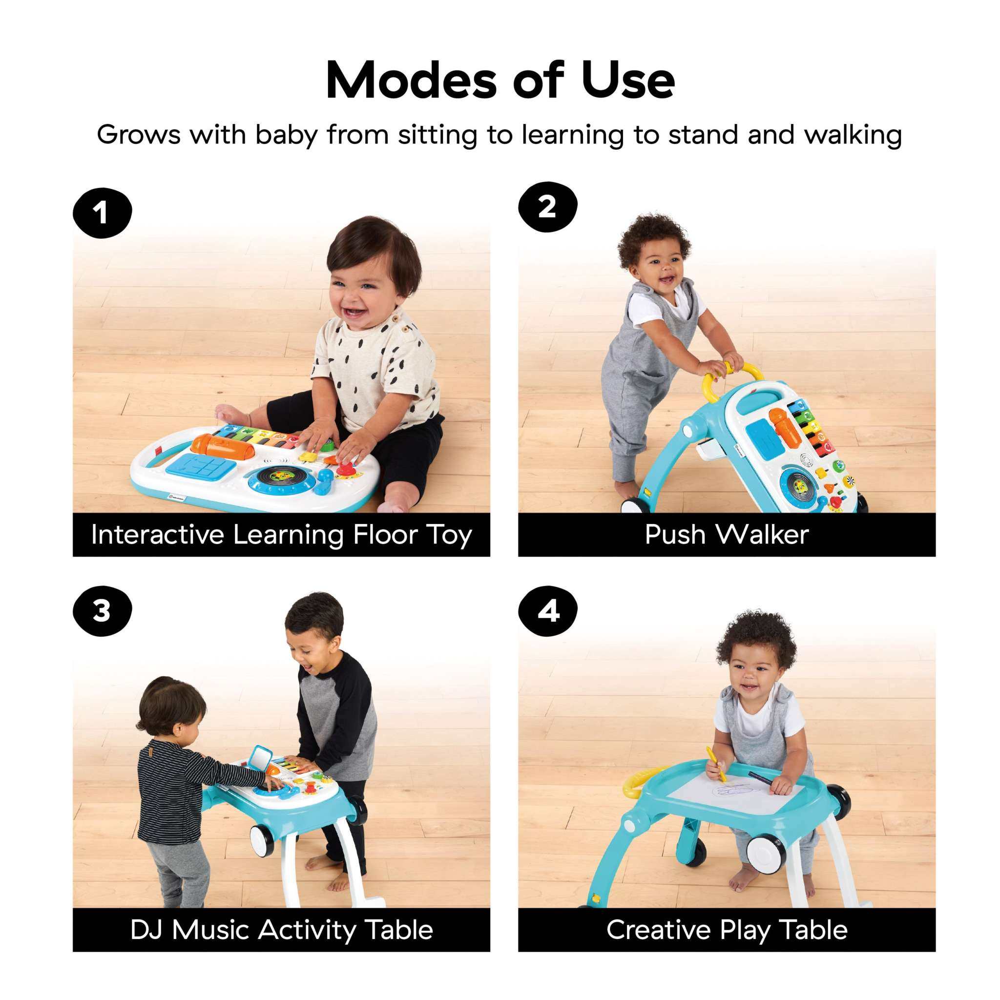 Baby Einstein Musical Mix ‘N Roll 4-in-1 baby walker and activity table with music and lights