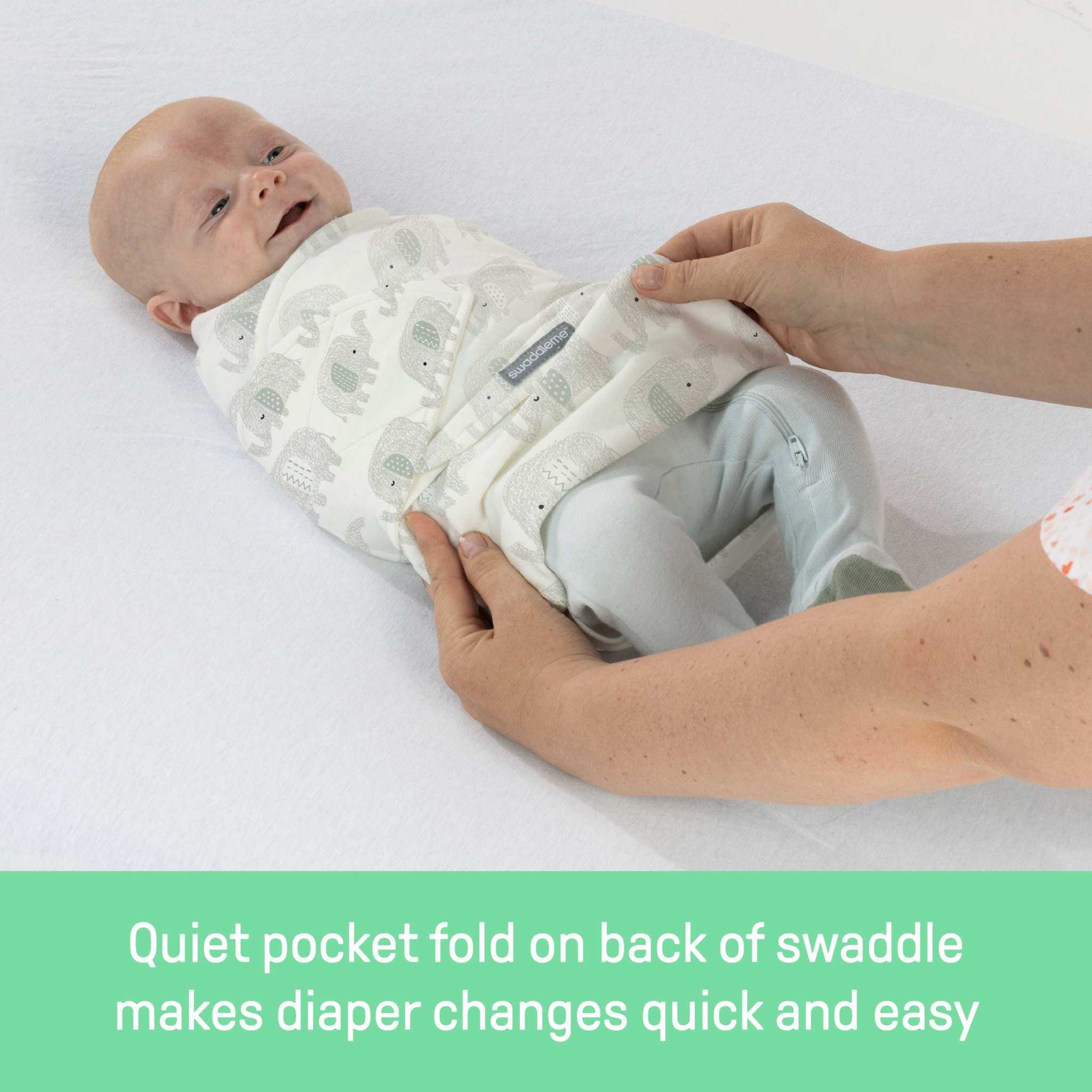 SwaddleMe by Ingenuity Monogram Collection baby swaddle in 100% cotton with adjustable wings and easy diaper change pocket