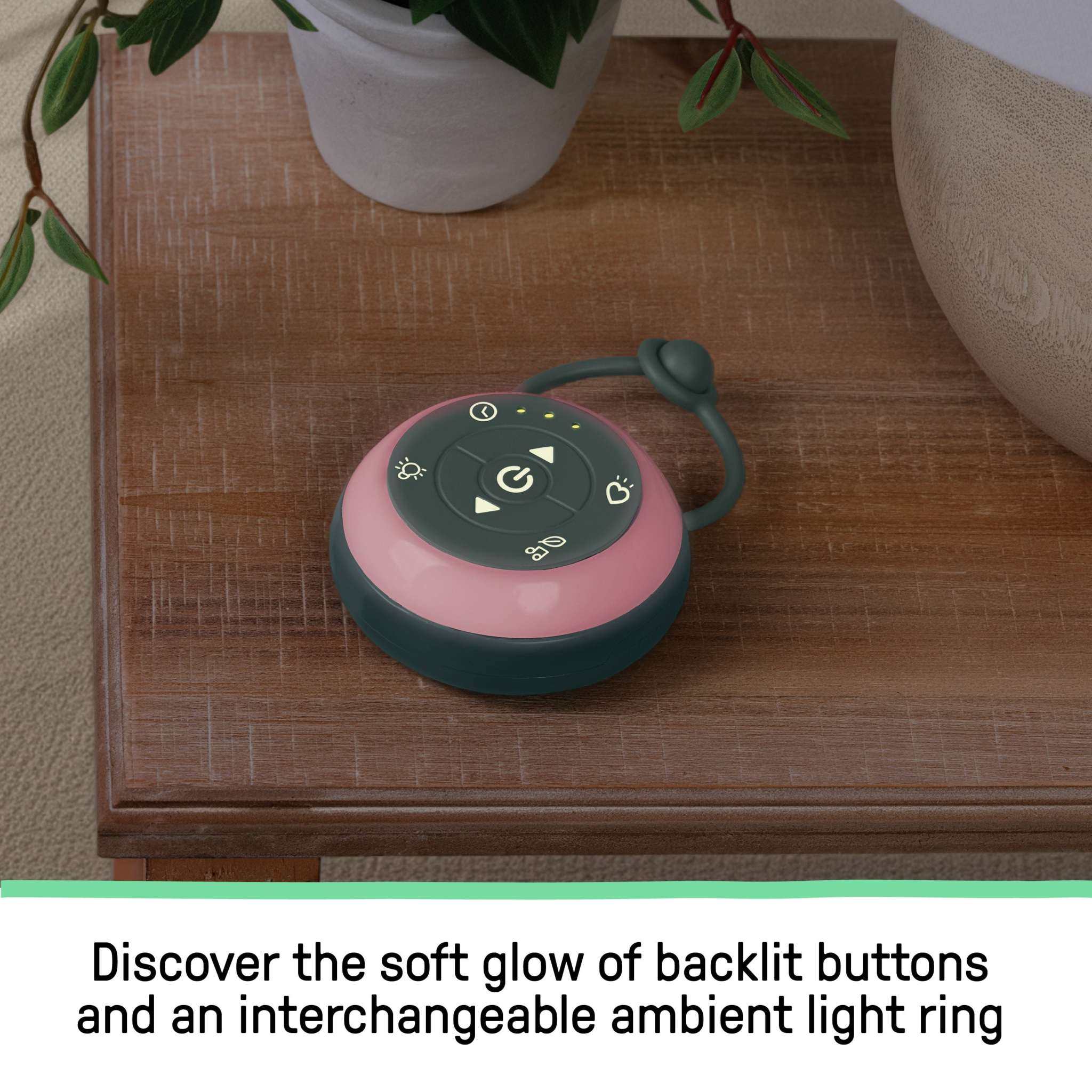 Ingenuity Serenity Glow portable baby sound machine with colorful light ring and nature sounds