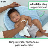 Baby in Ingenuity Full Comfort 3-in-1 tub with wide sling support for newborn to toddler use