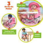 Bright Starts Pop N Sit portable pink booster seat for babies and toddlers