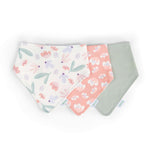Ingenuity Easy Eater 3-pack baby bandana cotton drool bibs with floral prints and easy-to-fasten closures