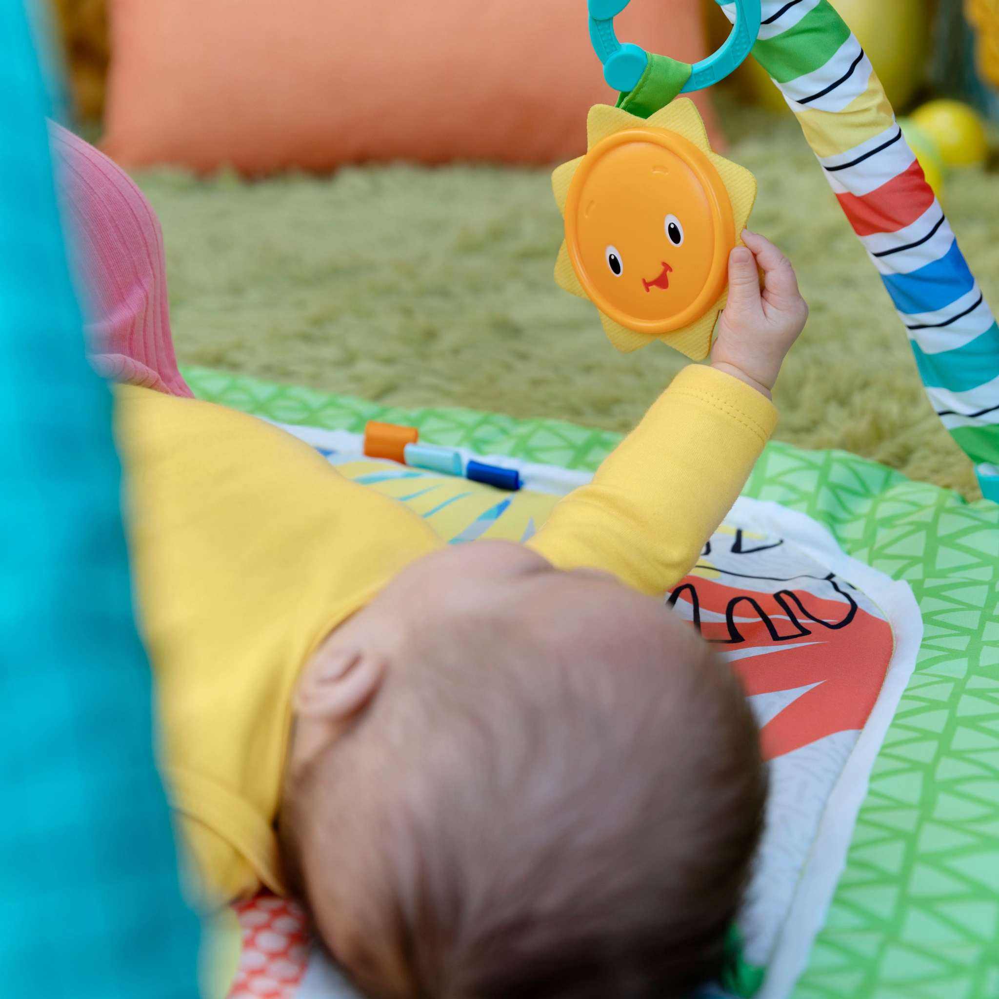 Bright Starts Wild Wiggles green jungle baby activity gym with toys