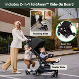 Ingenuity 3D Travelmate Pro Travel Stroller with Fold-Away Ride-On Board, Car Seat Compatible - Black