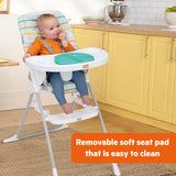 Bright Starts Dine Delight Compact Folding High Chair with 3-Section Plate, Unisex, Playful Paradise Pattern, 6M-3Y