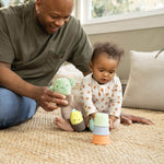 Ingenuity Calm Springs Nesting Rattles baby toy set with multi-textured stackable plant rattles for tactile play and learning