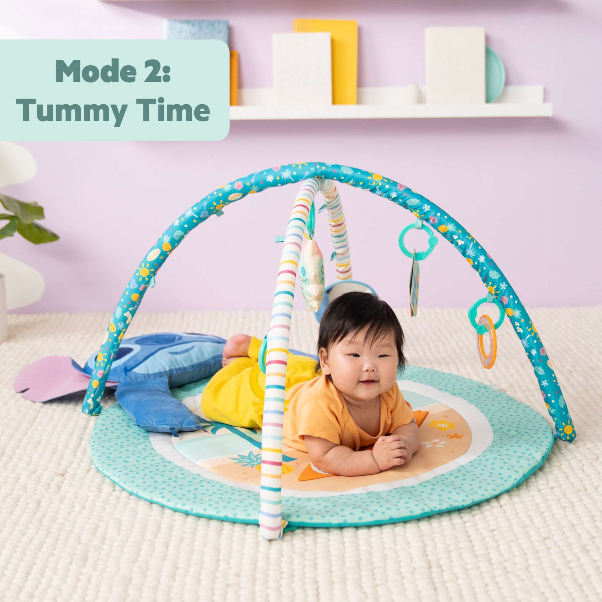 Disney Baby Stitch Party in Paradise Activity Gym with tropical design and detachable toys for sensory development