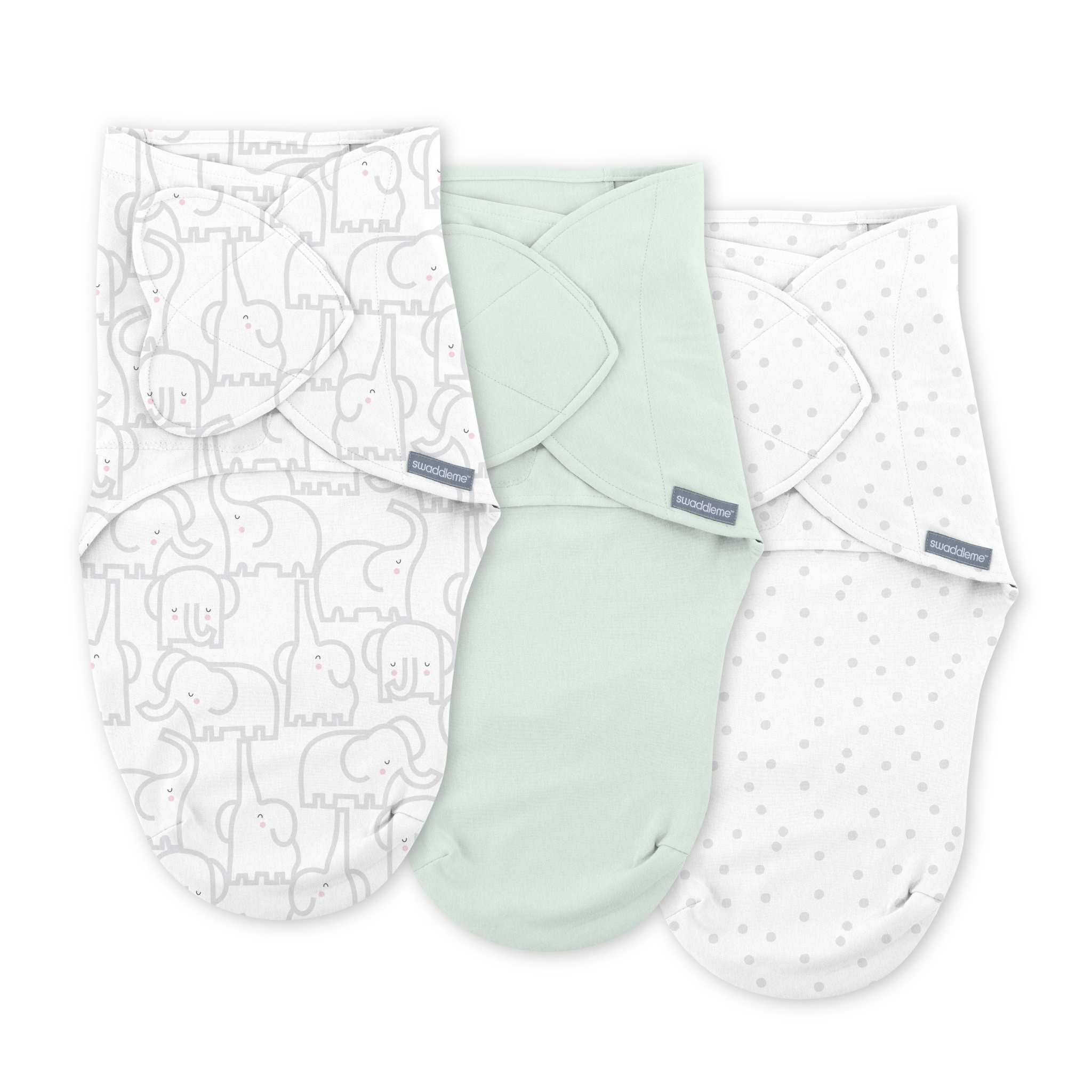 SwaddleMe by Ingenuity 0-3 months elephant print swaddle blanket 3-pack