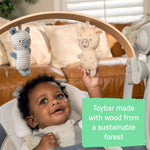 Ingenuity Swing ‘n Go portable baby swing in chambray with removable wooden toy bar and plush seat pad