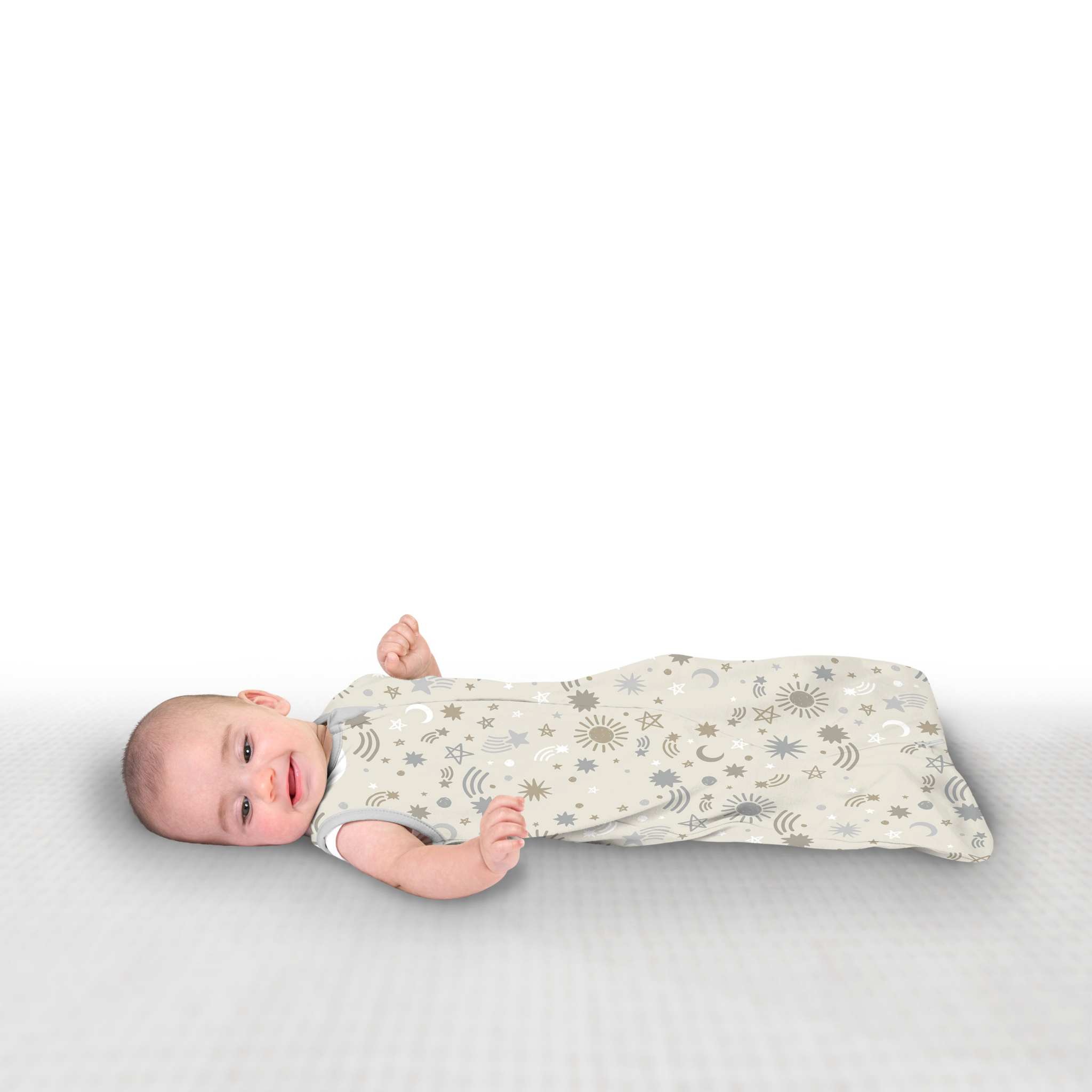 SwaddleMe by Ingenuity Baby Night Sack Sleeper in celestial dance pattern for newborns 7-14 pounds, 100% cotton wearable blanket with 2-way zipper and hip-healthy design
