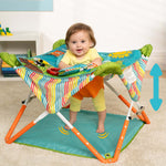Bright Starts Pop 'N Jump portable baby jumper with removable canopy and woodland sensory toys for indoor and outdoor use