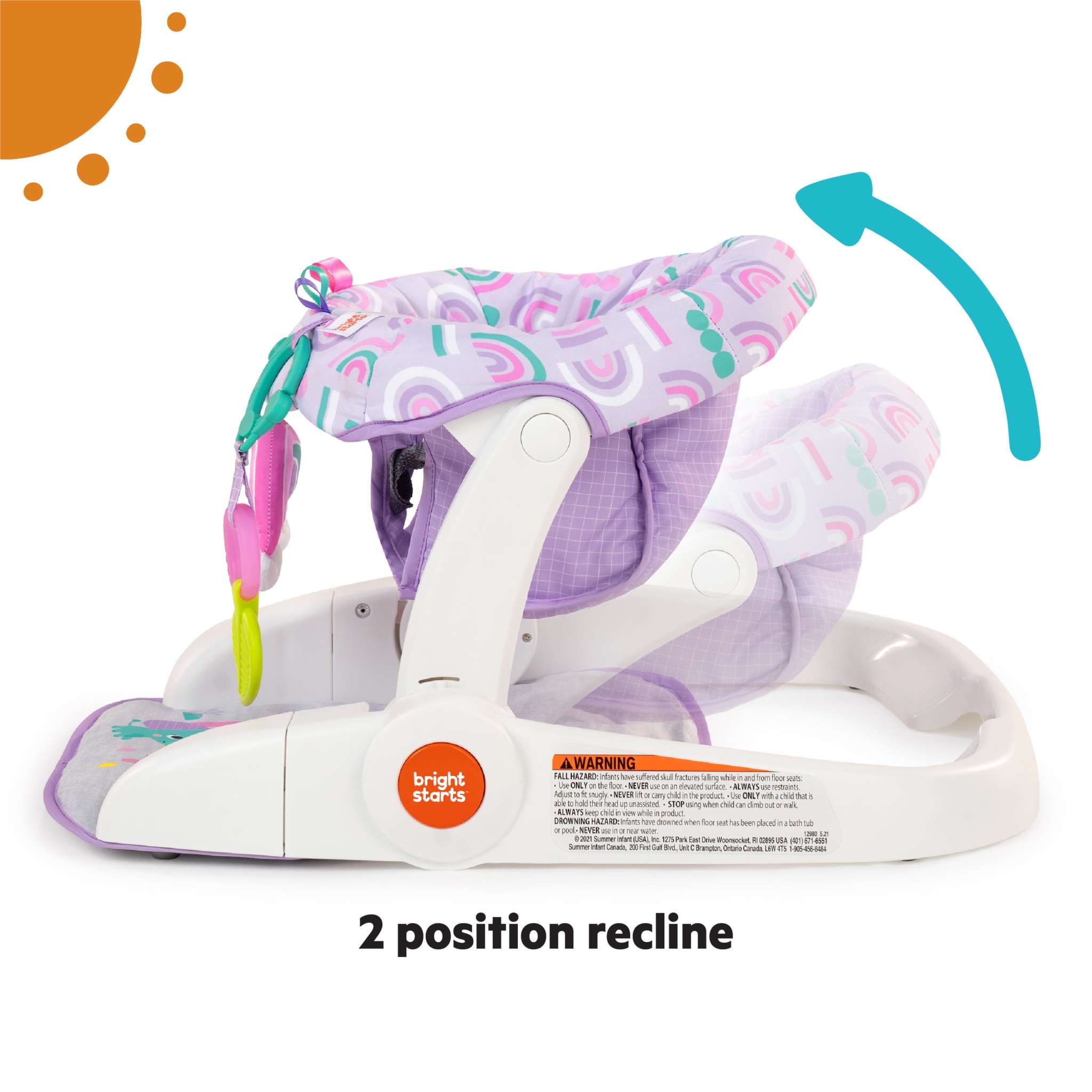 Purple Paradise Learn-to-Sit 2-Position Floor Seat for babies 4-12 months with padded support and toys