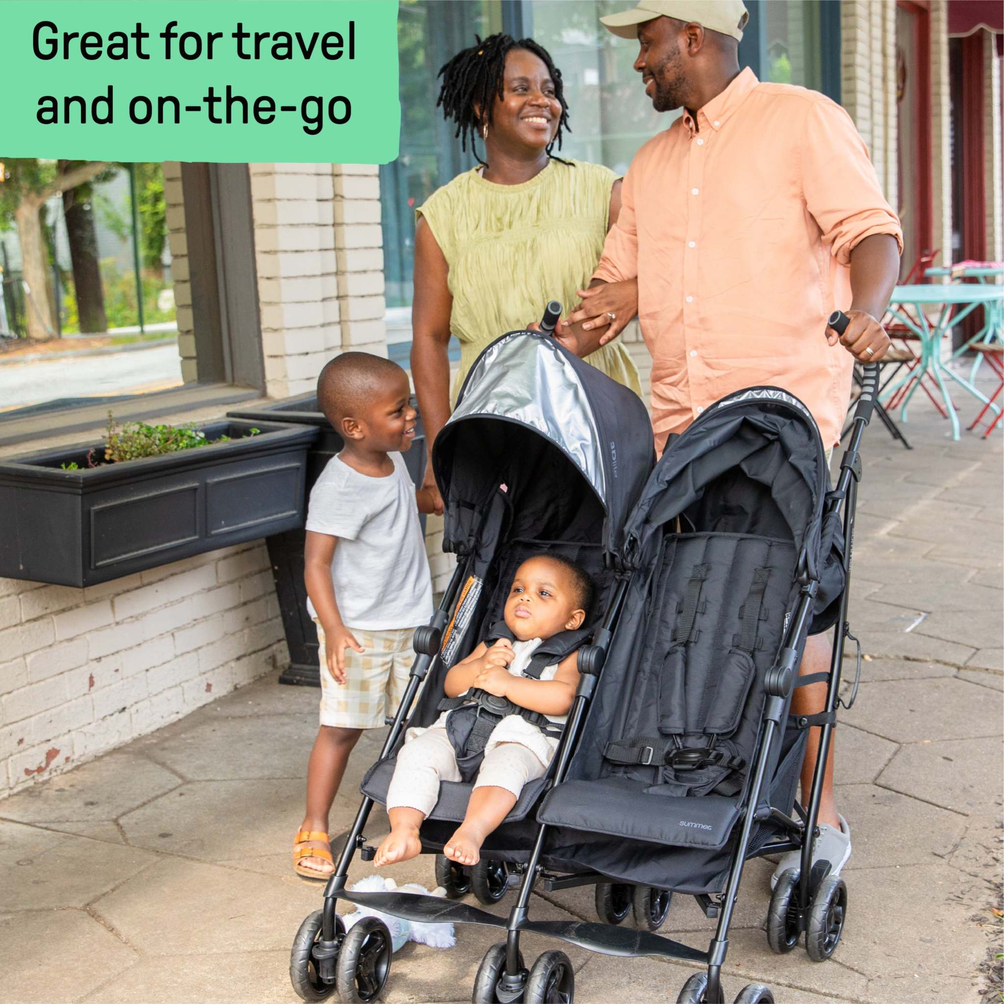 Ingenuity 3Dlite lightweight double convenience stroller with padded seats and compact foldable frame