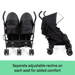 Lightweight Ingenuity 3Dlite double convenience stroller with padded seats and storage
