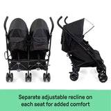 Lightweight Ingenuity 3Dlite double convenience stroller with padded seats and storage