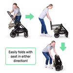 Ingenuity 3DSuite Modular Stroller in cashew color with reversible seat, one-hand fold, car seat compatible, and large storage basket