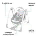 Ingenuity ConvertMe 2-in-1 portable baby swing and seat with plush elephant toy and foldable design