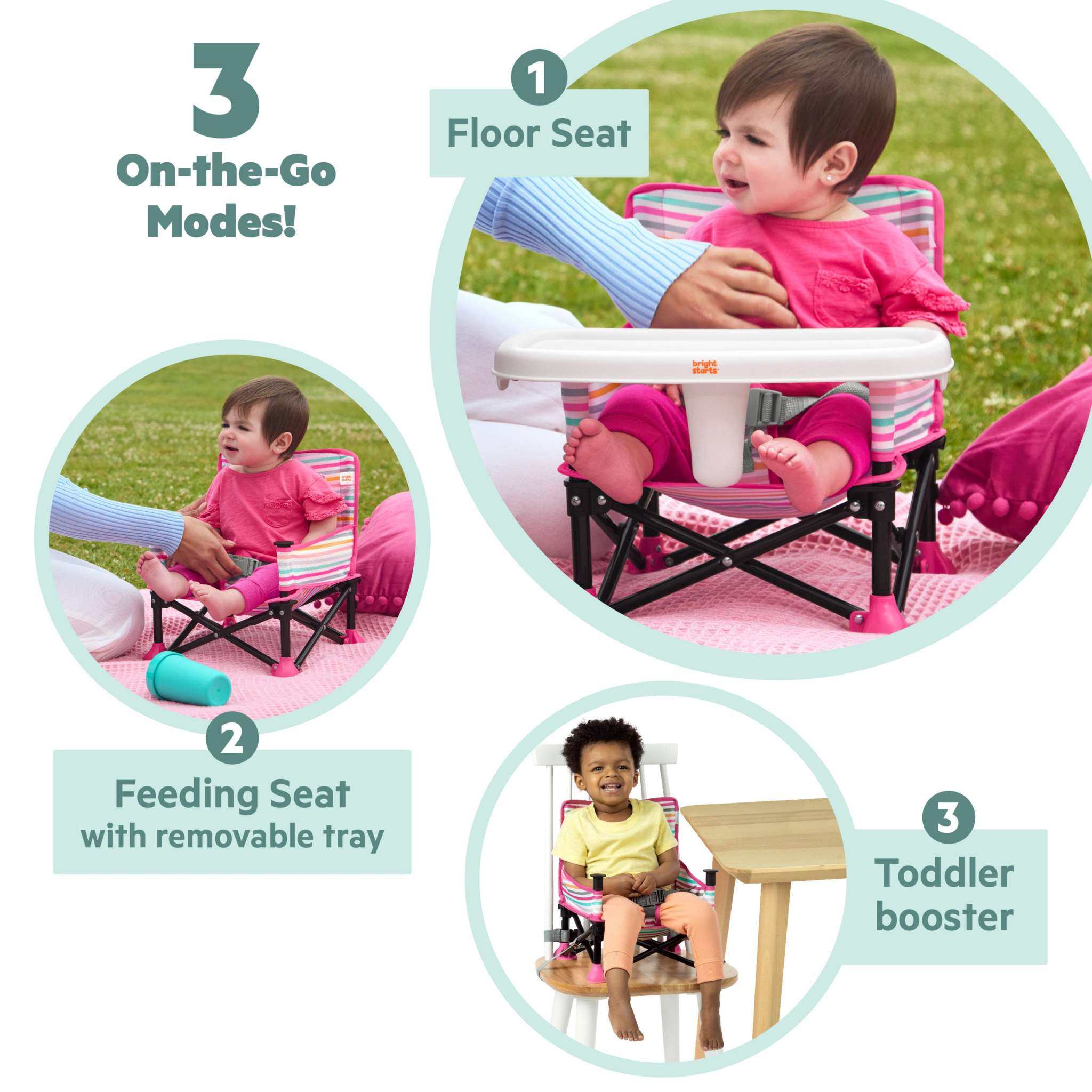 Bright Starts Disney Minnie Mouse Pop 'N Sit portable booster seat for babies and toddlers