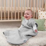 SwaddleMe by Ingenuity Night Sack Sleeper in heather grey for 3-18 months babies, wearable cotton blanket with zipper and hip-healthy design