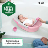 Pink Ingenuity Room to Soak 4-in-1 baby tub with sling and support seat for newborns to toddlers