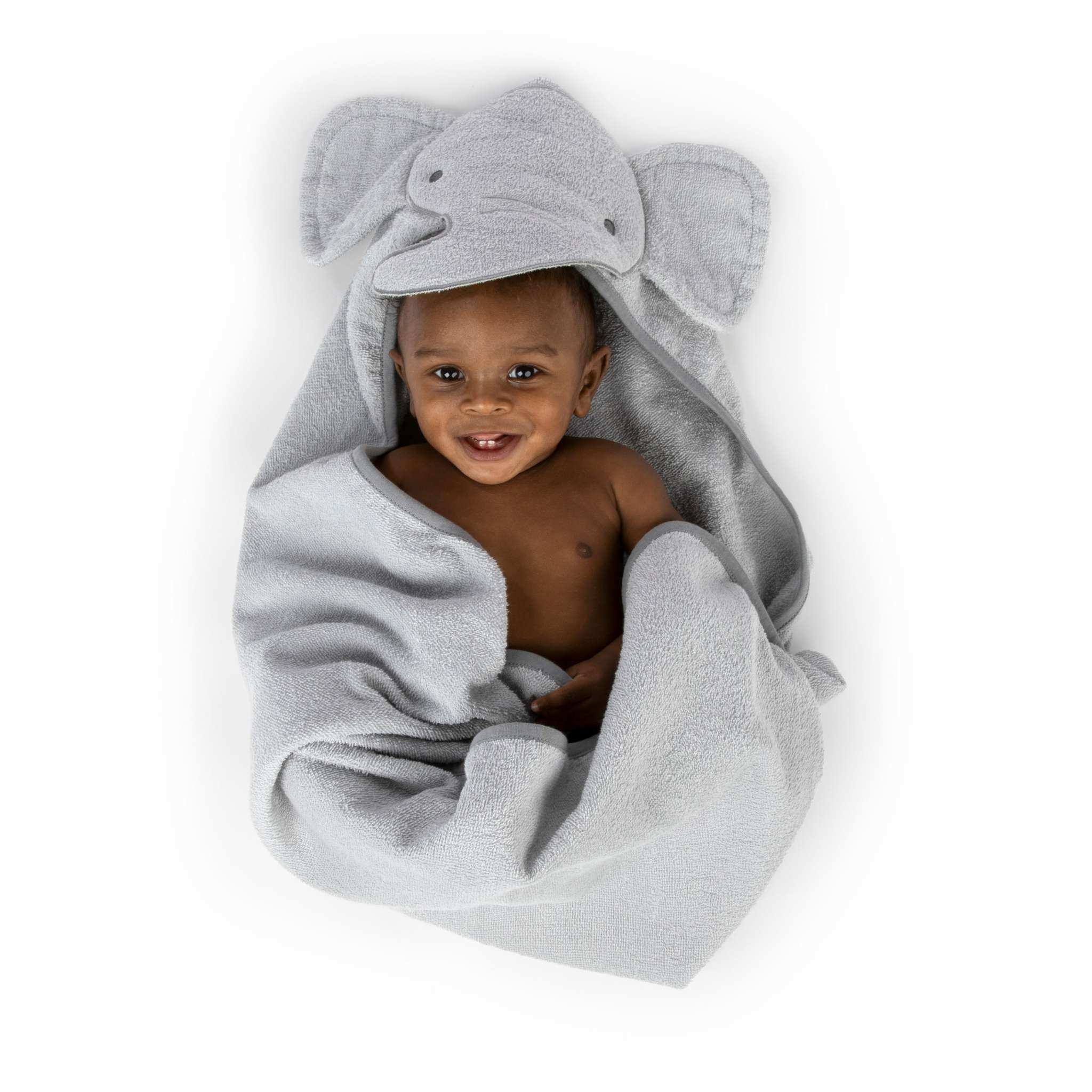 Ingenuity Clean & Cuddly hooded elephant baby towel with matching terry washcloth set