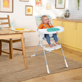 Bright Starts Dine Delight Compact Folding High Chair with 3-Section Plate, Unisex, Playful Paradise Pattern, 6M-3Y