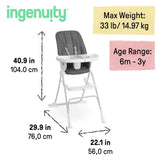 Ingenuity Sun Valley Compact Folding High Chair in grey with adjustable tray and washable seat pad
