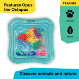 Baby tummy time water mat with floating ocean animals for sensory play