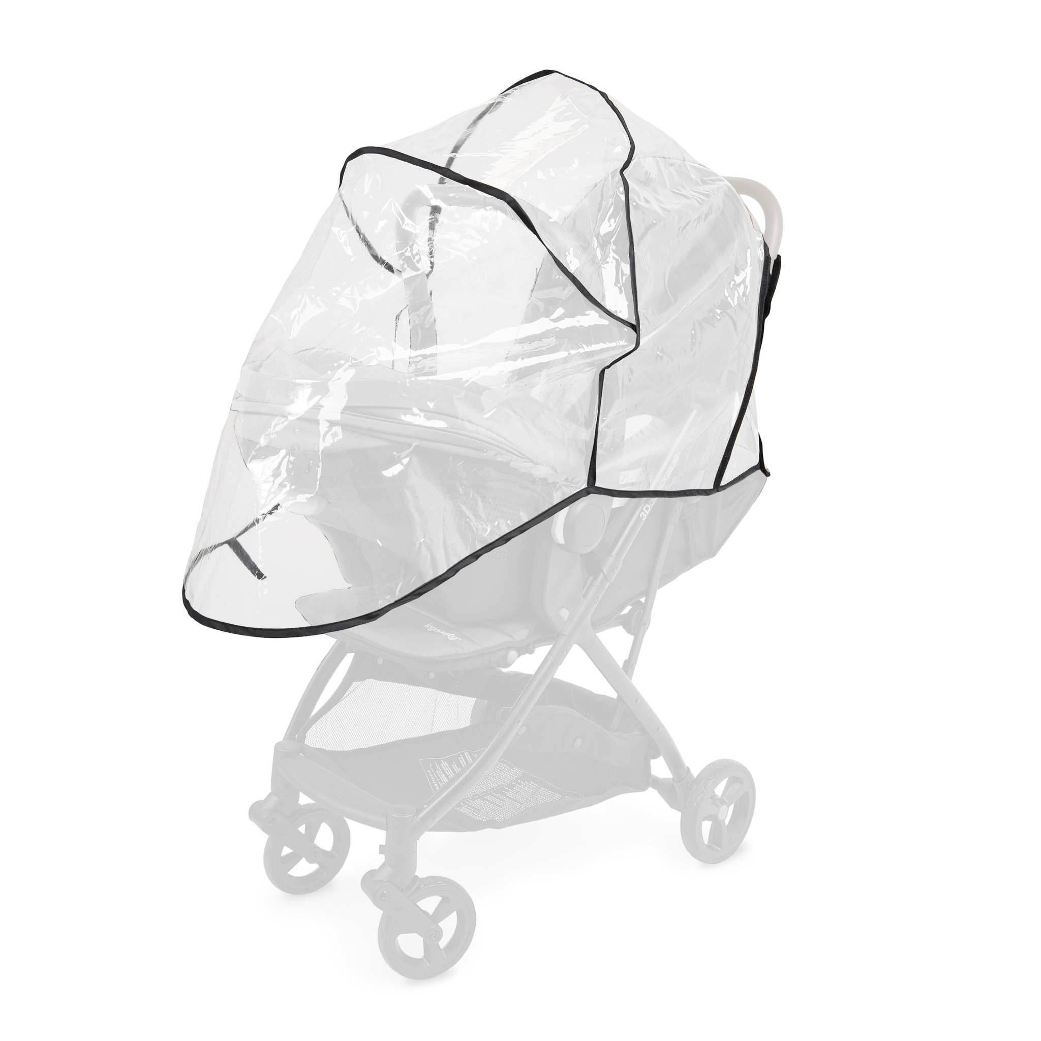 Clear universal stroller rain cover with vented airflow for baby weather protection