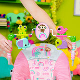 Bright Starts Pink Paradise Vibrating Baby Bouncer, Newborn +