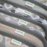 Close-up of a product with 'ingenuity' labels on a camouflage-patterned background