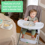 Sun Valley Compact Folding High Chair in grey with 3-section Twist & Dine plate and adjustable tray for babies 6-36 months