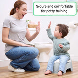Ingenuity Full Comfort Potty with high back, seat handles, wide base, removable bowl, and splash guard in modern design
